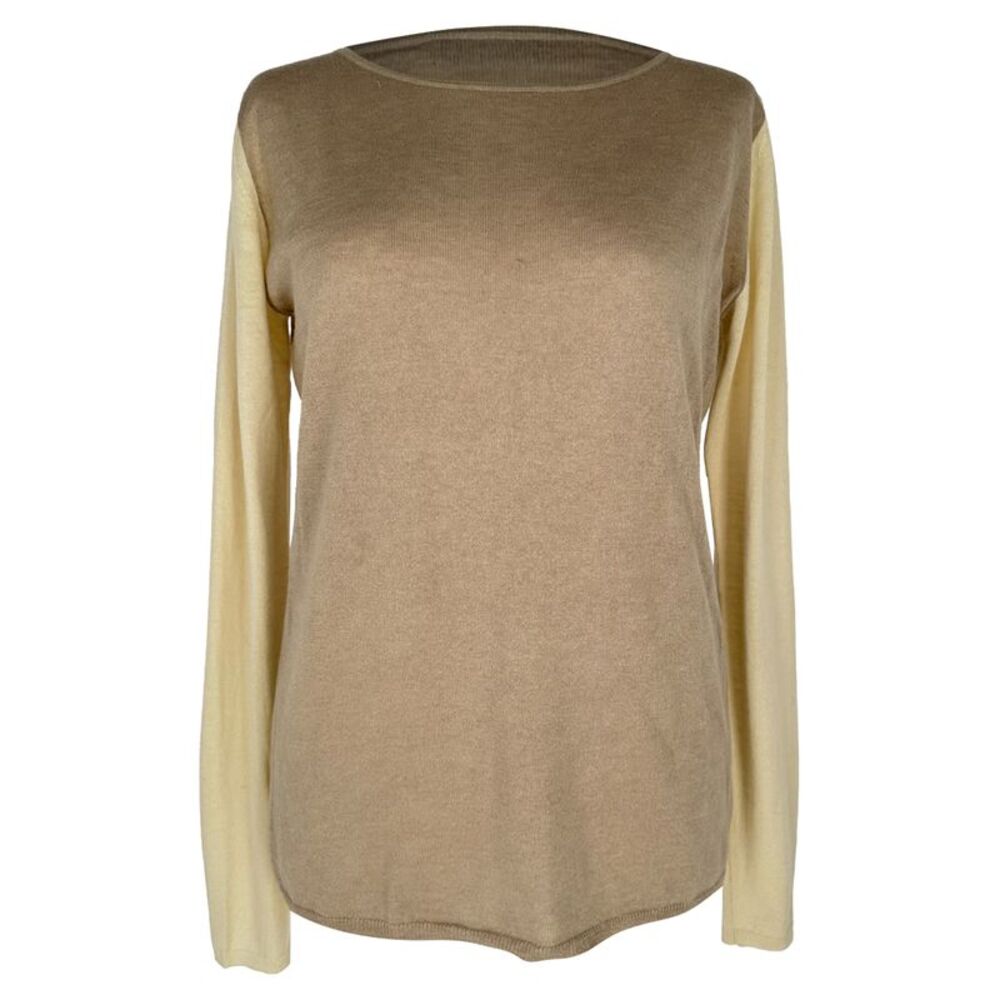 Max Mara Block-Color Sweater in Beige Wool